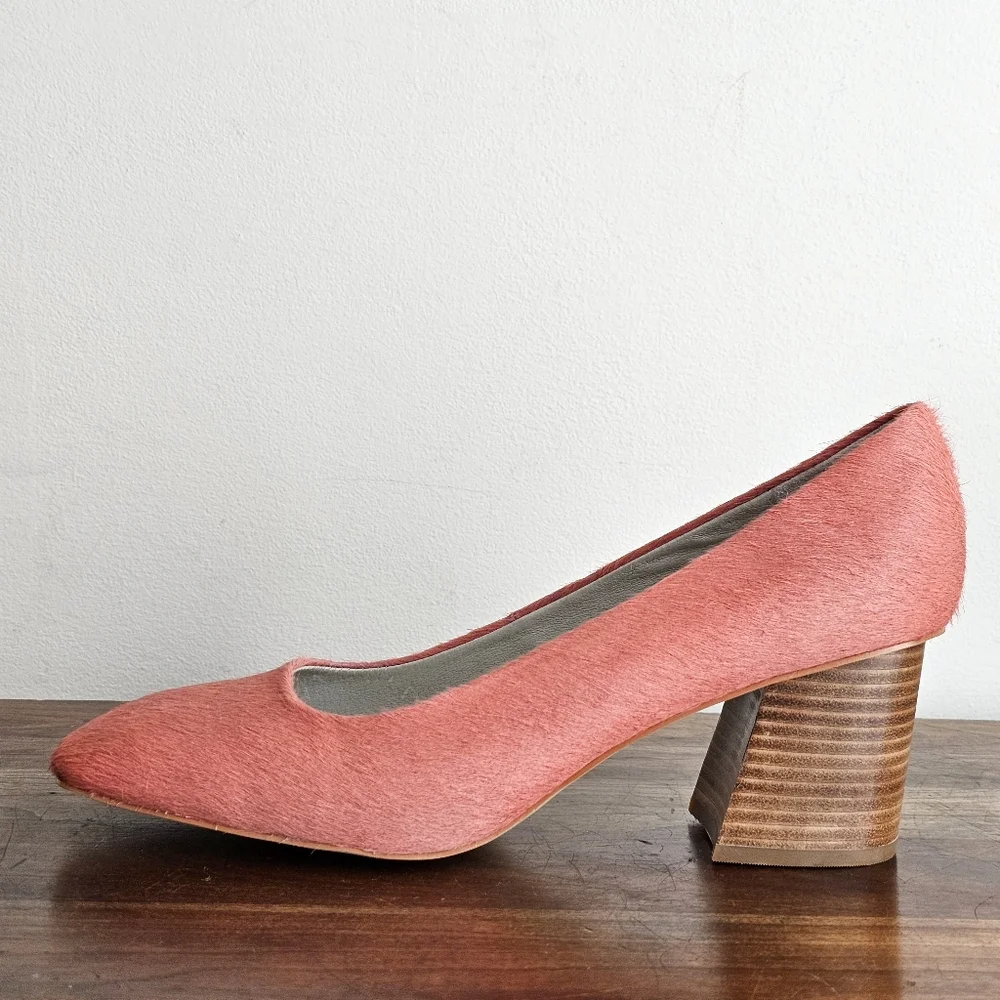 Greycity Calf Hair Genuine Leather Coral Pump Square Comfortable Heels Size 11 - Picture 14 of 16